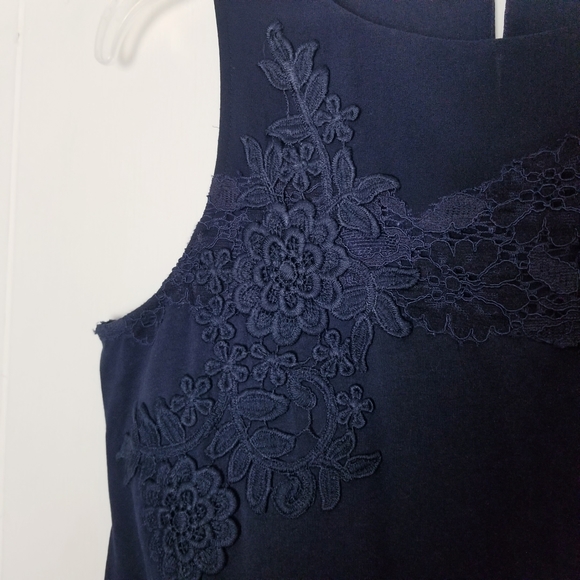 Loft Lace Detail Sleeveless Flounce Hem Dress Women Size Small - Picture 12 of 16